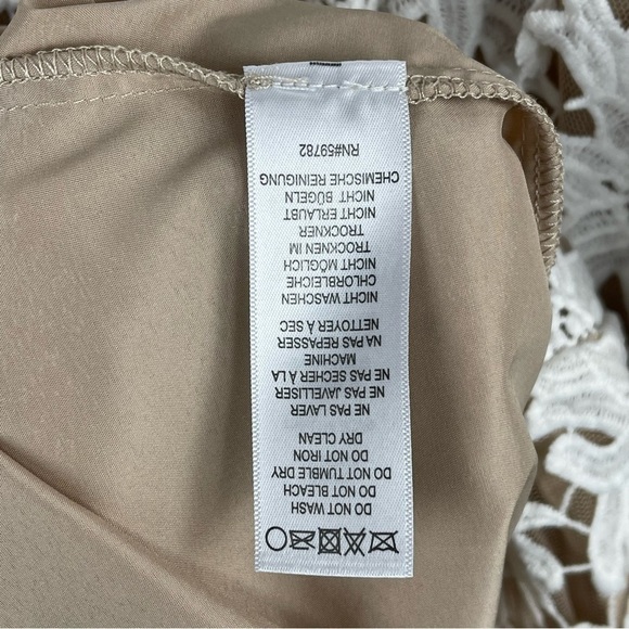 ADRIANNA PAPELL ILLUSION FLORAL SLEEVELESS WHITE NUDE LACE FIT & FLARE DRESS - Picture 16 of 16